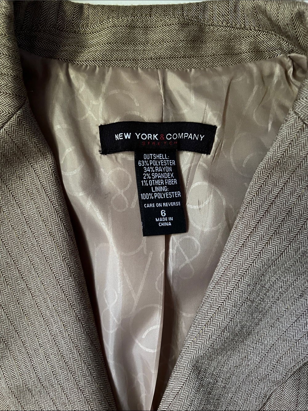 New York & Company Tan Pinstripe Suit Jacket Blazer - Picture 2 of 4
